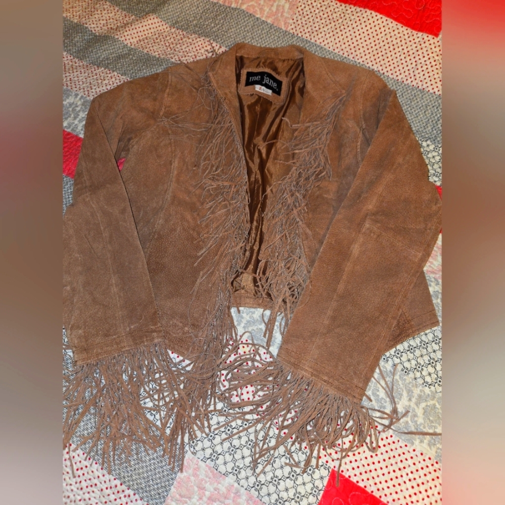 Me Jane Women's Brown Fringe Jacket Western Coastal Cowgirl